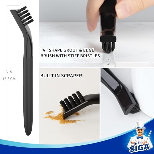 MR.SIGA Grout Cleaner Brush Set - Detail Cleaning Brush Set for Tile, Sink | Grout scub brush, small grout cleaning brush for crevice