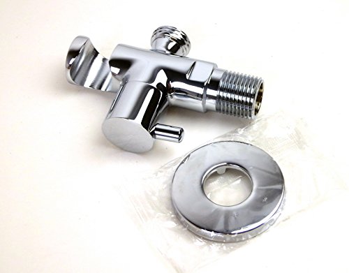 Modern Bathroom Brass Shower Wall Outlet Handheld Shower Spray Head Bracket Holder Supply Elbow Hose Connector with Water Shut Off Switch Flow Control Valve,Chrome - color: Chrome