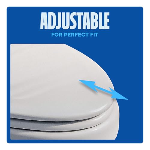HIGHCRAFT Premium Elongated Toilet Seat with Slow-Close Design & Adjustable Hinges - Molded Wood Toilet Seat - Fits Standard Elongated Toilets - Oval Seat in White - color: White, size: Elongated
