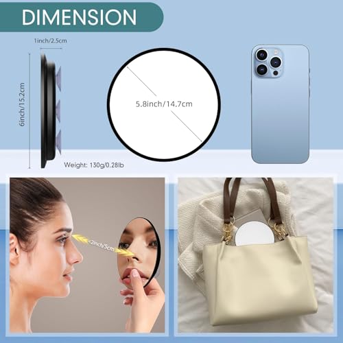 Large 6" 40x Strong Powerful Magnifying Mirror with Tweezers, Travel Magnified Mirrors 40X with Suction Cups, High Magnification Round Magnification Make up Mirror Nearly 50x - color: Black--40x