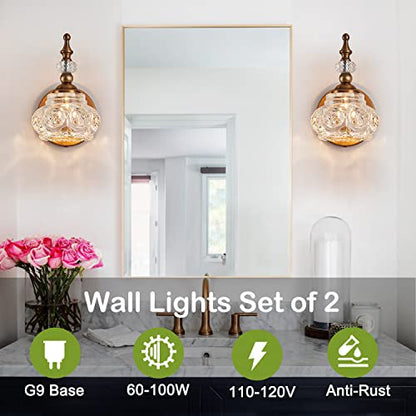 2-Pack 4.7 inch Wall Sconces Brass Bathroom Wall Light Fixtures, Spray Painting Process Modern Durable Vanity Lights for Bathroom Bedroom Living Room - color: Brass, size: 1-Light (2-Pack)