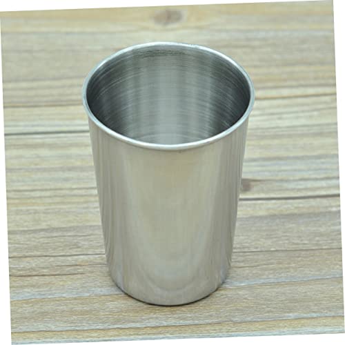 2pcs Stainless Steel Bathroom Cup Multi Use Tumblers for Toothbrushes Beverages and More Easy to Clean Silver Drinkware for Home and Travel - size: 6X6cm