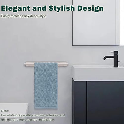 Self Adhesive Towel Bar, 16 Inch Round Towel Racks for Bathroom Wall Mounted SUS304 Stainless Steel Towel Hanger for Kitchen, No Drill or Screw-Mounted Towel Holder (Brushed Nickel) - color: Brushed Nickel