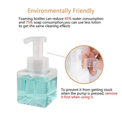 Foaming Soap Dispenser, 9oz Plastic Refillable Pump Bottle, 2 Pack, Clear | Hand Dispenser for Liquid Soap, Shampoo & Body Wash – Saves Soap with Rich Foam, Reusable, Easy to Refill, BPA-Free - color: Clear, size: 9 oz (2 Pack)