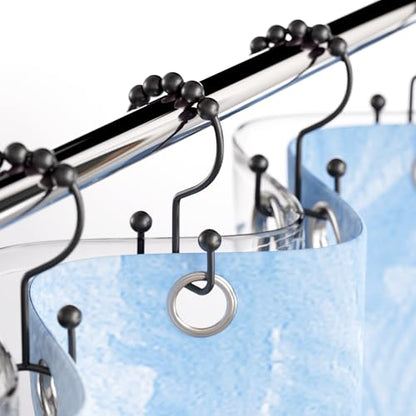 Black Shower Curtain Hooks Rings, Rust-Resistant Metal Double Glide Shower Hooks for Bathroom Shower Rods Curtains, Set of 12 Hooks - color: Matte Black