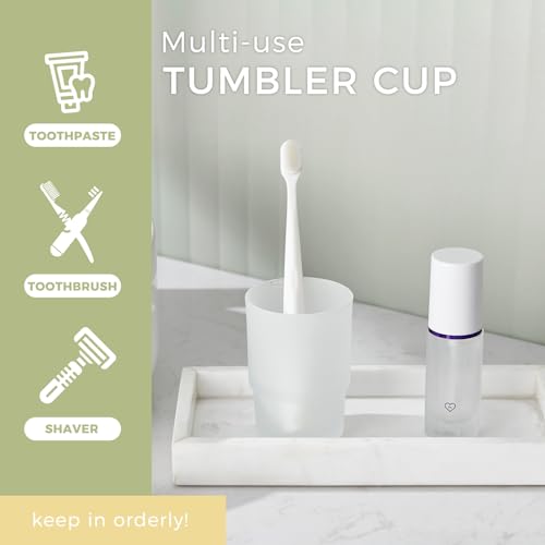 Aomasi Glass Bath Rinse Cup for Bathroom Sink, Frosted White Toothbrush Cup | Thickened Substantial Glass, Modern Bathroom Tumbler Cup for Daily Drinking Water, Easy to Clean, Cabinet Small Items Storage - color: Frosted White