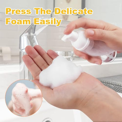 2oz Travel-Sized Foaming Pump Bottles, 4PCS Empty Foam Pump Bottle, Refillable Travel Size Mousse Bottle, Hand Soap Shampoo Lash Shampoo Foaming Soap Dispenser, BPA Free(Clear) - color: A-clear