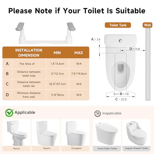 Toilet Safety Rails for Seniors, Super Heavy Duty Handicap Toilet Rails with Foldable Handles, Toilet Safety Frame Rails with Arms for Disabled Pregnant, Toilet Assistance for Elderly