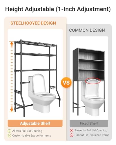 Over The Toilet Storage Rack with Expandable 3-Tier Adjustable Height & Width (22"-38") Bathroom Organizer Shelves Space Saver Above Toilet Over Washer and Dryer Shelf for Laundry Room