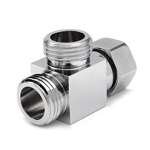 1/2" Brass Chrome 3 Way Diverter, Hose Fitting Tee, T Shape Adapter Connector for Angle Valve Hose, Bath Shower Arm, Toilet Bidet Sprayer Faucet - color: chome