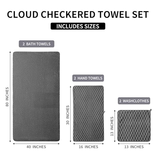 6 PC Bath Towel Set,40"x80"Microfiber Towels,Charcoal Gray | Microfibers，Extra-large size，Quick dry，Highly Absorbent，Big and Tall users，2Bath towels 2Hand towels 2Washcloths - color: Charcoal Gray, size: Bath Sheet Set-6PCS