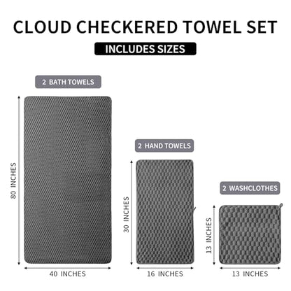 6 PC Bath Towel Set,40"x80"Microfiber Towels,Charcoal Gray | Microfibers，Extra-large size，Quick dry，Highly Absorbent，Big and Tall users，2Bath towels 2Hand towels 2Washcloths - color: Charcoal Gray, size: Bath Sheet Set-6PCS