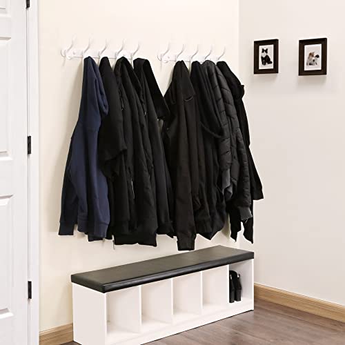 SKOLOO Coat Rack Wall Mount White- Modern, Metal Wall Coat Rack with 5 Hooks, Sturdy Wall Mounted Coat Hooks for Hanging Coat, Jacket, Clothes, Hats - color: White