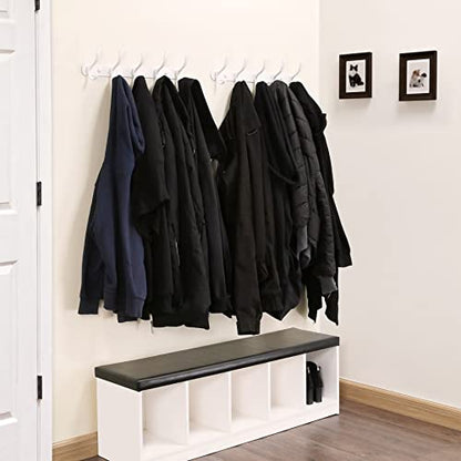 SKOLOO Coat Rack Wall Mount White- Modern, Metal Wall Coat Rack with 5 Hooks, Sturdy Wall Mounted Coat Hooks for Hanging Coat, Jacket, Clothes, Hats - color: White