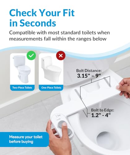 CLEAR REAR Bidet Attachment for Toilet Seat - Non-Electric with Self Cleaning Dual Nozzles, Leak Proof Connectors, Adjustable Water Spray, Rear & Feminine Wash - Hygienic Bathroom Upgrades (Warm/Cold) - color: E. White