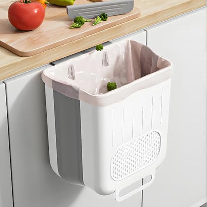 KEAIDUO 2.6 Gallon Collapsible Garbage Can for Kitchen Cabinet - Space-Saving Foldable Trash Bin, Wall-Mounted & Under Sink Storage Bin