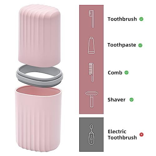 Bar Travel Soap Case Container, Portable Travel Toothbrush Holder, Pink | Dish Soap, drainage, leakproof, 7.88 in, Traveling Toothpaste Tooth Brush Holder, Cover, Trip, Camping - color: Pink