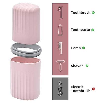 Bar Travel Soap Case Container, Portable Travel Toothbrush Holder, Pink | Dish Soap, drainage, leakproof, 7.88 in, Traveling Toothpaste Tooth Brush Holder, Cover, Trip, Camping - color: Pink