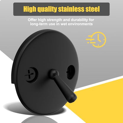 Trip Lever Bathtub Overflow Faceplate, Matte Black | Trip Levers Tub Overflow Drains Cover with Matching Screws - color: Black Cover