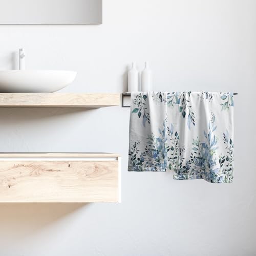 Blue Eucalyptus Hand Towels Set of 2 Sage Leaves Soft Absorbent Small Bath Towel Kitchen Dish Guest Towel for Bathroom Hotel Gym Spa - color: Blue Eucalyptus Leaf