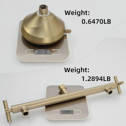 Double Shower Head with Manifold Shut-Off Valve,4 Function 2 Shower Sprayers For Couples Shower,High Pressure Dual Shower Heads Combo Set,Brushed Gold,AG1MG - color: Brushed Gold, size: 7.5