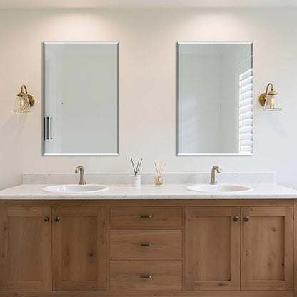 Ruomeng 2-Pack Bathroom Vanity Mirrors for Wall 24" x 36", Frameless Rectangle Mirror with Beveled Edge for Over Sink, Wall Mounted Mirror - size: 36"x24"-2pcs