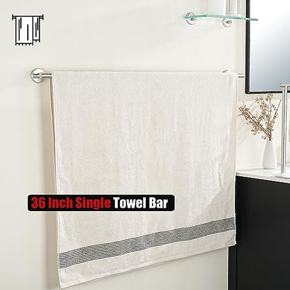 JQK Bath Towel Bar, 39 Inch 304 Stainless Steel Thicken 1mm Single Towel Rack for Bathroom, Towel Holder Brushed Finished Wall Mount, Useable Length 36 Inch, TB110L36-BN - color: Brushed, size: 39 Inch