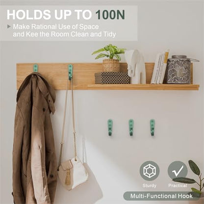 BREYDROK 20-Pack Coat Hooks for Hanging, Heavy Duty Green Metal Wall Hooks | Single Prong Hanging Hooks with Screws for Towels, Backpacks, Hats, Kitchen Hook - color: 20pcs + Mint Green