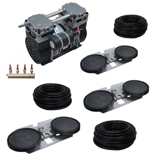 Pro Aeration System - 1 HP Pond Aerator Pump for Up to 4 Acres | 1 HP compressor, 3 double-10" diffusers, 300' tubing, aluminum body, overheat protection - color: 6.7 Cfm, size: 3 Diffuser System