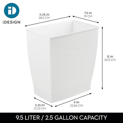 iDesign Small Plastic Bathroom Trash Can, 4-Pack, White | Slim Rectangle, For Bedroom, Office, Dorm - color: White, style: Pack of 4