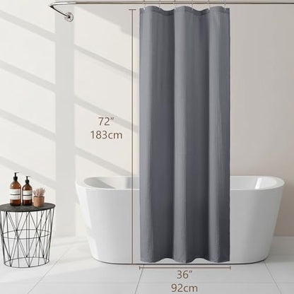 Grey Stall Shower Curtain 36 x 72 Inch, Textured Soft Fabric Waffle Narrow Size Modern Shower Small Curtain for Bathroom Hotel, Machine Washable, Water Resistant, 36Wx72L Inches - color: Grey, size: 36"W x 72"L (Pack of 1)