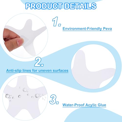 PATIKIL Bathtub Non Slip Stickers 3.86x3.86 Inch, 6 Pack Starfish Safety Shower Floor Anti Slip Stickers with Adhesive Decals Scraper for Bath Tub Shower Floor Stair, White - color: White
