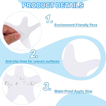 PATIKIL Bathtub Non Slip Stickers 3.86x3.86 Inch, 6 Pack Starfish Safety Shower Floor Anti Slip Stickers with Adhesive Decals Scraper for Bath Tub Shower Floor Stair, White - color: White