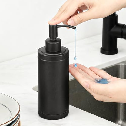 Countertop Hand Soap Dispenser, Refillable Stainless Steel Soap Pump Bottle for Bathroom & Kitchen, Free Standing - 300ml, Black - color: Black