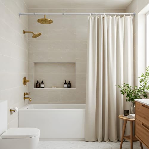 MEXAU 1 Pack Spring Tension Curtain Rod 31-62 In Silver Shower Curtain Rod | Adjustable Spring Tension Rods No Drilling for Window Closet Kitchen Wardrobe Bathroom, Non Slip Tension Rods ,7/8" Diameter - color: Silver-1P, size: 31-62 inch