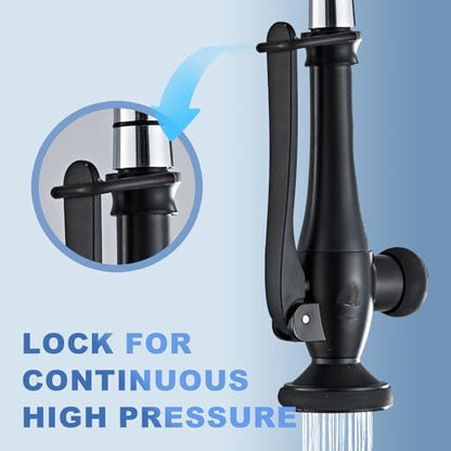 Pull Down Kitchen Faucet Replacement Head, Spray Head with Stream & Spray Functions, High-Pressure Anti-Clog Nozzle, Easy Install, Matte Black, Fits Most Kitchen Faucets - color: Commercial Style Spray Head - Matte Black
