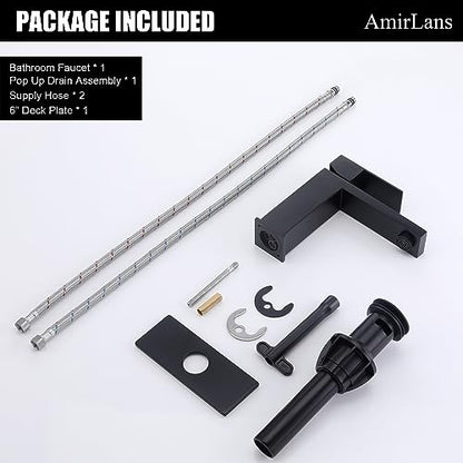 Black Faucet Bathroom, Matte Black Bathroom Faucet Single Hole | Stainless Steel Single Handle 1 Hole Bathroom Sink Faucets with Pop Up Drain, AML-1141-BK - color: Matte Black, size: Short