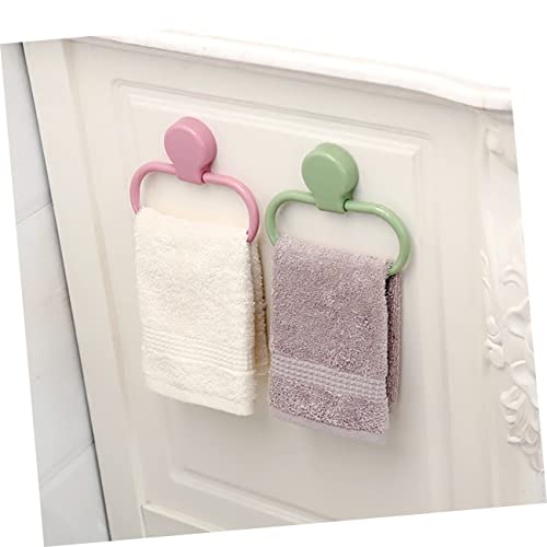 POPETPOP Self Adhesive Towel Holder Ring Green No Drilling Bathroom Towel Rack Abs Material Easy Peel and Stick Installation for Kitchen and Bathroom Use