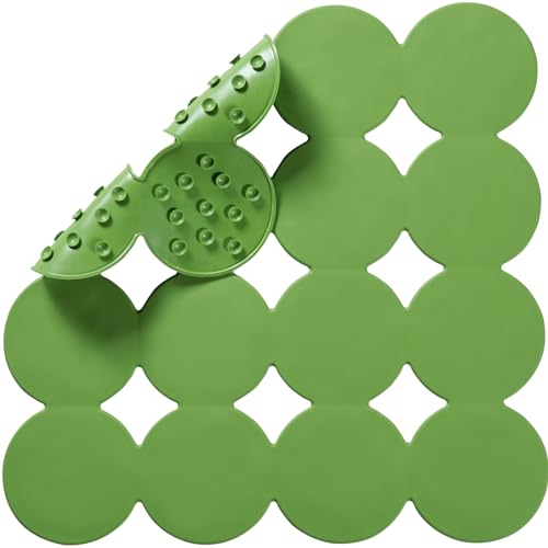 Webos Square Shower Mat Nonslip - Rubber Bathtub Mat with Suction Cups for Inside Shower Bathroom Floor (Green, 21X21) - color: Green