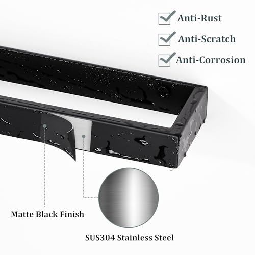 Sayayo Matte Black Towel Racks for Bathroom, 24 Inch Towel Bar Wall Mount | SUS304 Stainless Steel Bath Towel Holder, Square Towel Rod (22.8 Inch Hanging Length) - color: Black, size: 24 Inch（Screw Fixing Only）