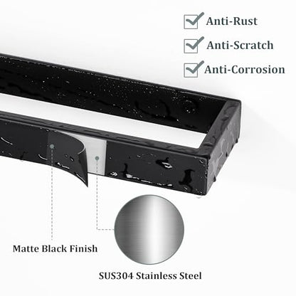 Sayayo Matte Black Towel Racks for Bathroom, 24 Inch Towel Bar Wall Mount | SUS304 Stainless Steel Bath Towel Holder, Square Towel Rod (22.8 Inch Hanging Length) - color: Black, size: 24 Inch（Screw Fixing Only）