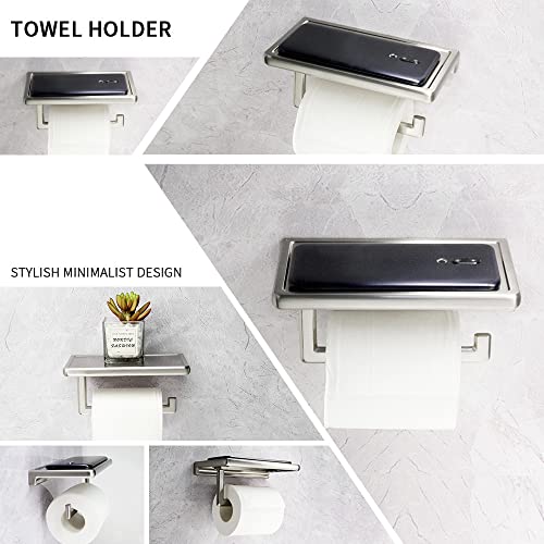 Toilet Paper Holder for Bathroom Solid ZINC Alloy Material and Superior Hotel Style Tissue Roll Holder with Cell Phone Storage Nickel Finish D500091BN - color: Brushed Nickel