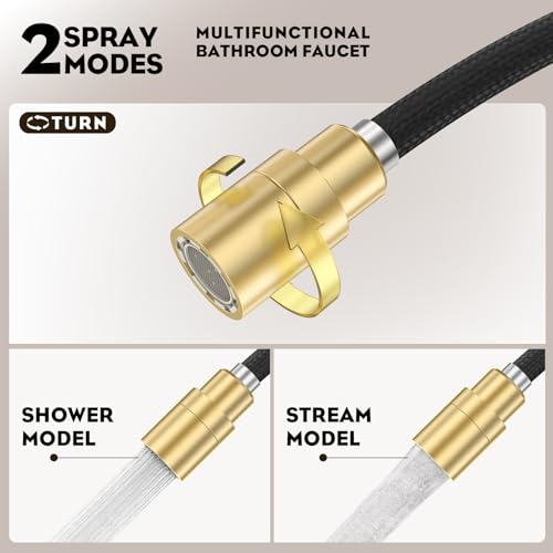 Brushed Gold Tall Bathroom Sink Faucet with Pull Down Sprayer, High Arc Single Handle Pull Out Faucet with Pop-Up Drain, 1 or 3 Hole Laundry Bar Basin Faucet with Deck Plate,WE10CL-ZY-BG - color: Brushed Gold