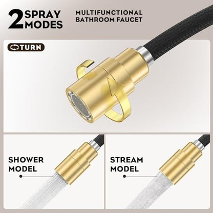 Brushed Gold Tall Bathroom Sink Faucet with Pull Down Sprayer, High Arc Single Handle Pull Out Faucet with Pop-Up Drain, 1 or 3 Hole Laundry Bar Basin Faucet with Deck Plate,WE10CL-ZY-BG - color: Brushed Gold
