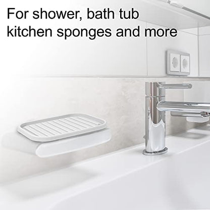 VOCOSTE Silicone Soap Dish, Light Gray, 13.5x9cm | Soap Cleaning Storage, Keep Soap Dry, For Home Bathroom Kitchen - color: Light Gray