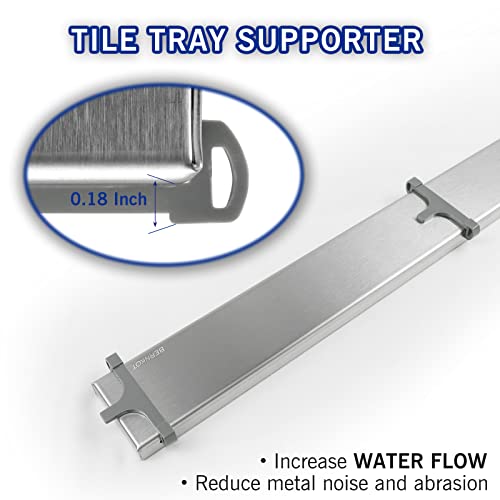 Linear Shower Drain, 304 Stainless Steel Floor Drain 42" | with Tiled Insert Grate & Hair Strainer, Bathroom 2-in-1 Tiled in Drain, CUPC Certified - color: Brushed, size: 42''