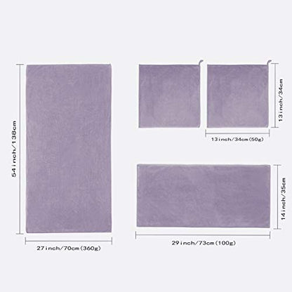 Xinrjojo 4 Piece Microfiber Fade Resistant Towel Set, Machine Washable, Super Soft Absorbent and Luxury Hotel Spa Towels, Quick-Dry Towel Gift Sets- Lavender Purple - color: Lavender Purple