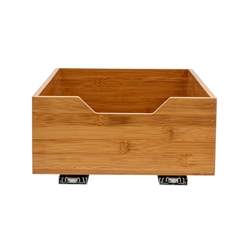 Household Essentials Glidez Bamboo and Steel Pull-Out/Slide-Out Storage Organizer for Under Cabinet Use - 1-Tier Design - Fits Standard Size Cabinet or Shelf, Natural - size: 11", style: Single Tier
