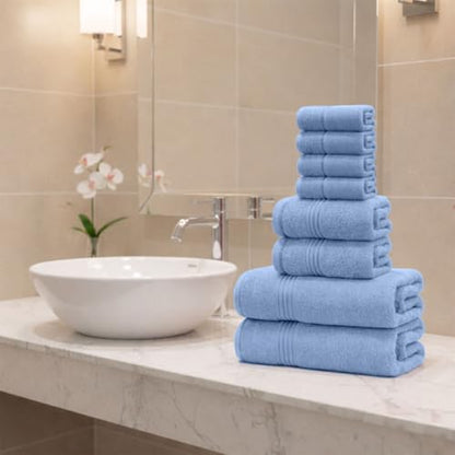Light Blue Bath Towels for Bathroom – 100% Cotton, Thick, Soft, Luxury Bath Towels Set with 2 Extra Large Bath, 2 Hand, and 4 Washcloths – Plush, Absorbent, and Hotel-Quality Towels for Bathroom & Spa - color: Light Blue