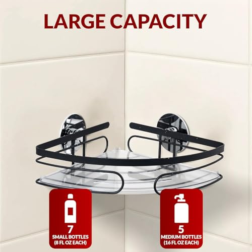 2-Pack Corner Shower Caddy - No Drill Corner Shower Shelves, Rust-Resistant Bathroom Organizer for Shampoo, Soap & Toiletries, Black - style: TRIANGLE